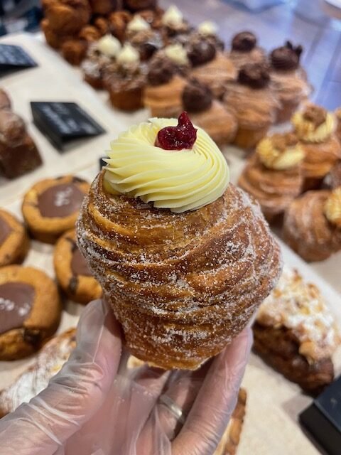 White Chocolate and cranberry cruffin