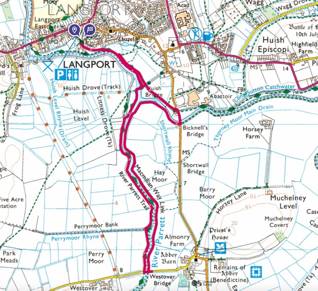 Langport River Parrett Trail Muchelney Abbey walk