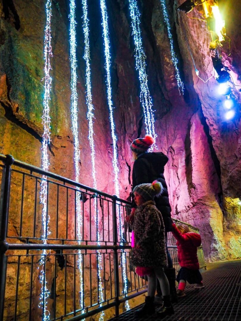 Wookey Hole Winter Wonderland illuminated caverns Somerset wells and mendips