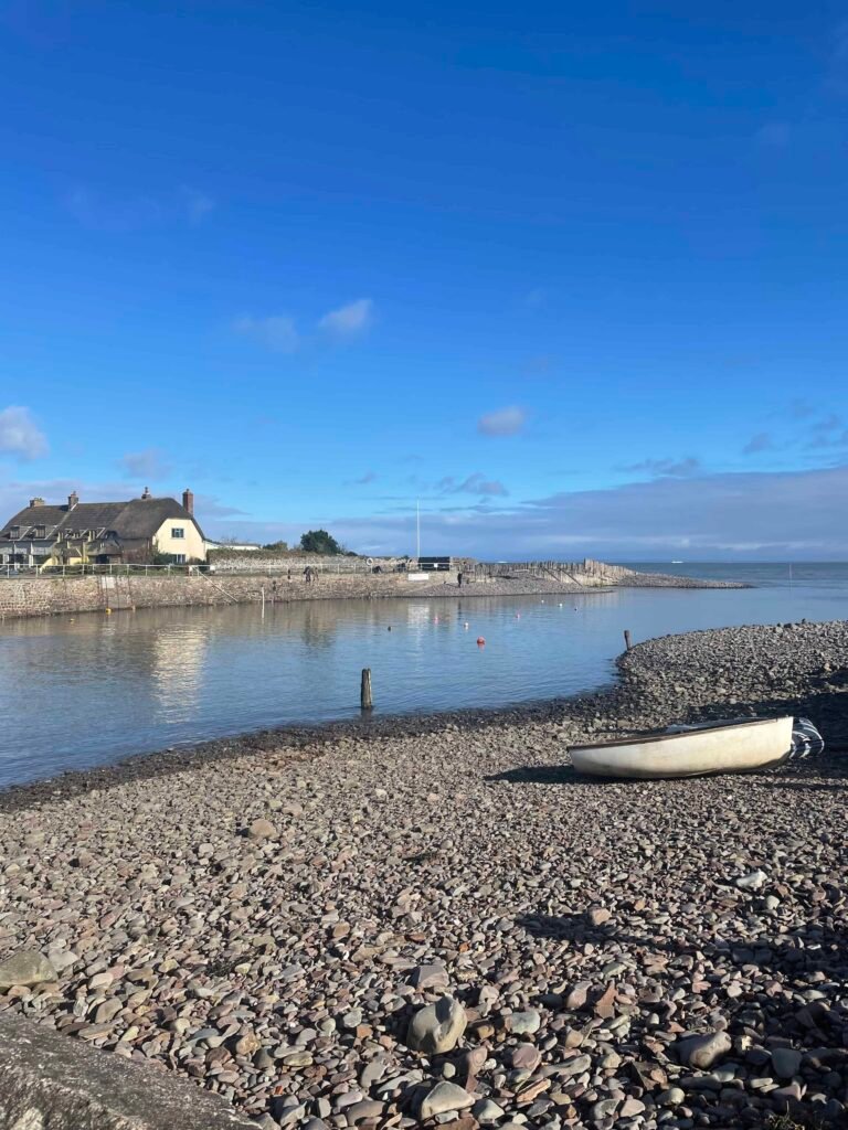Porlock Weir, Exmoor national park somerset thatched cottages. coast