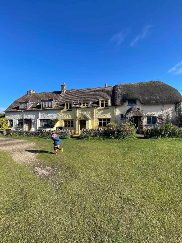 Porlock Weir, Exmoor national park somerset thatched cottages. coast