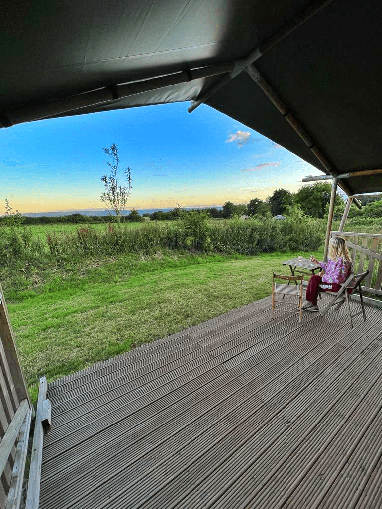 Somerset yurts decking and view