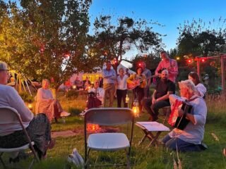 Pigpen feast music around the fire