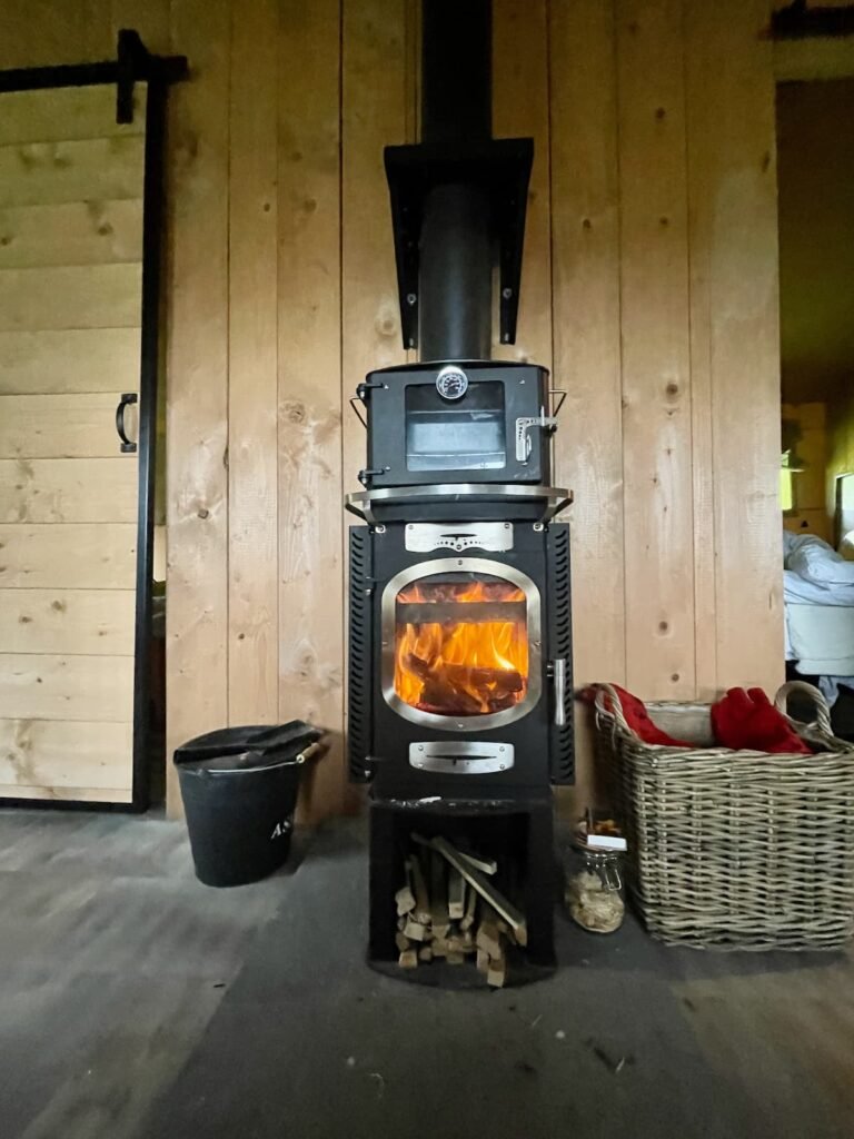 Hadspen Glamping woodburner Somerset