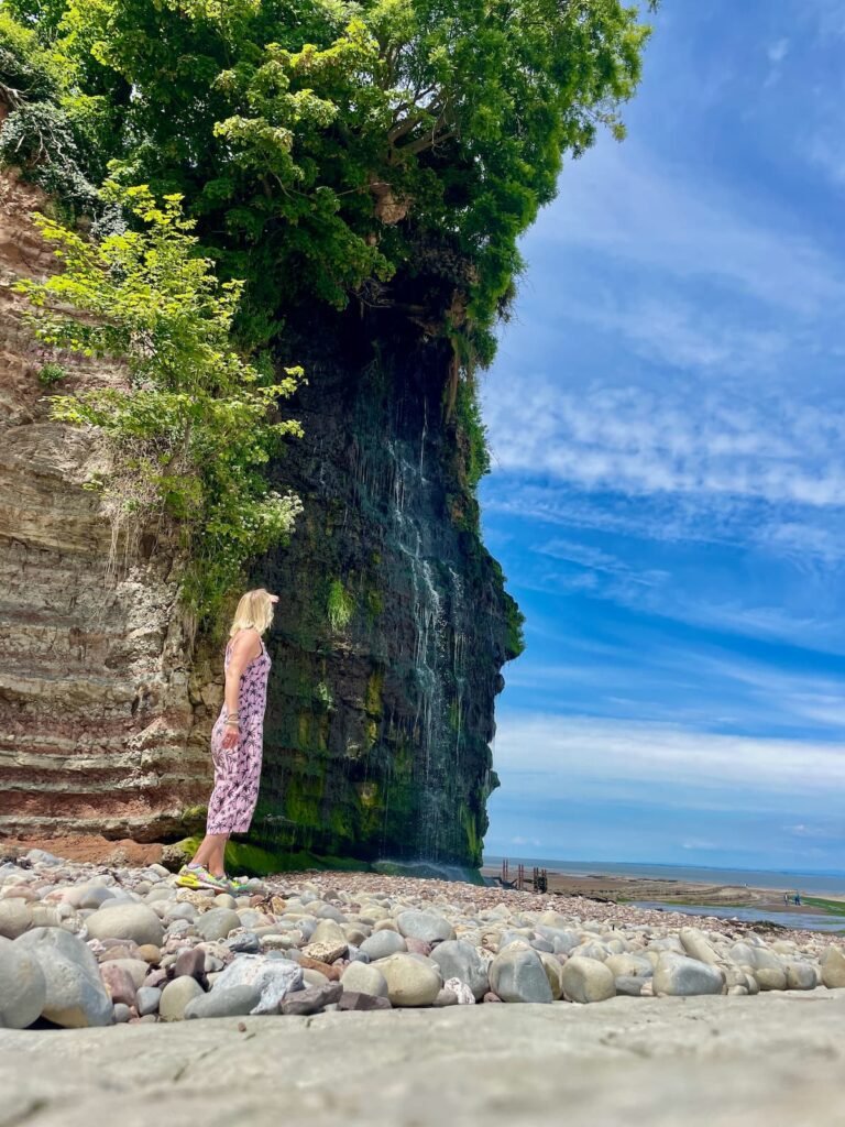 St Audries Bay waterfall Somerset coast