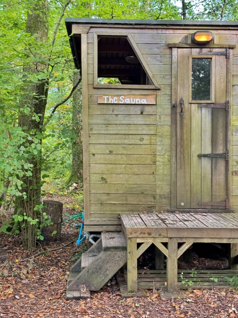 The woodland sauna at 42 Acres