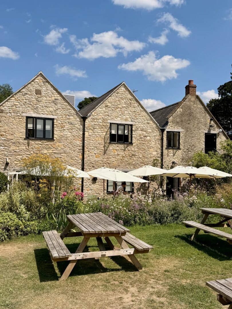The Three Horseshoes Beer garden Batcombe, Somerset