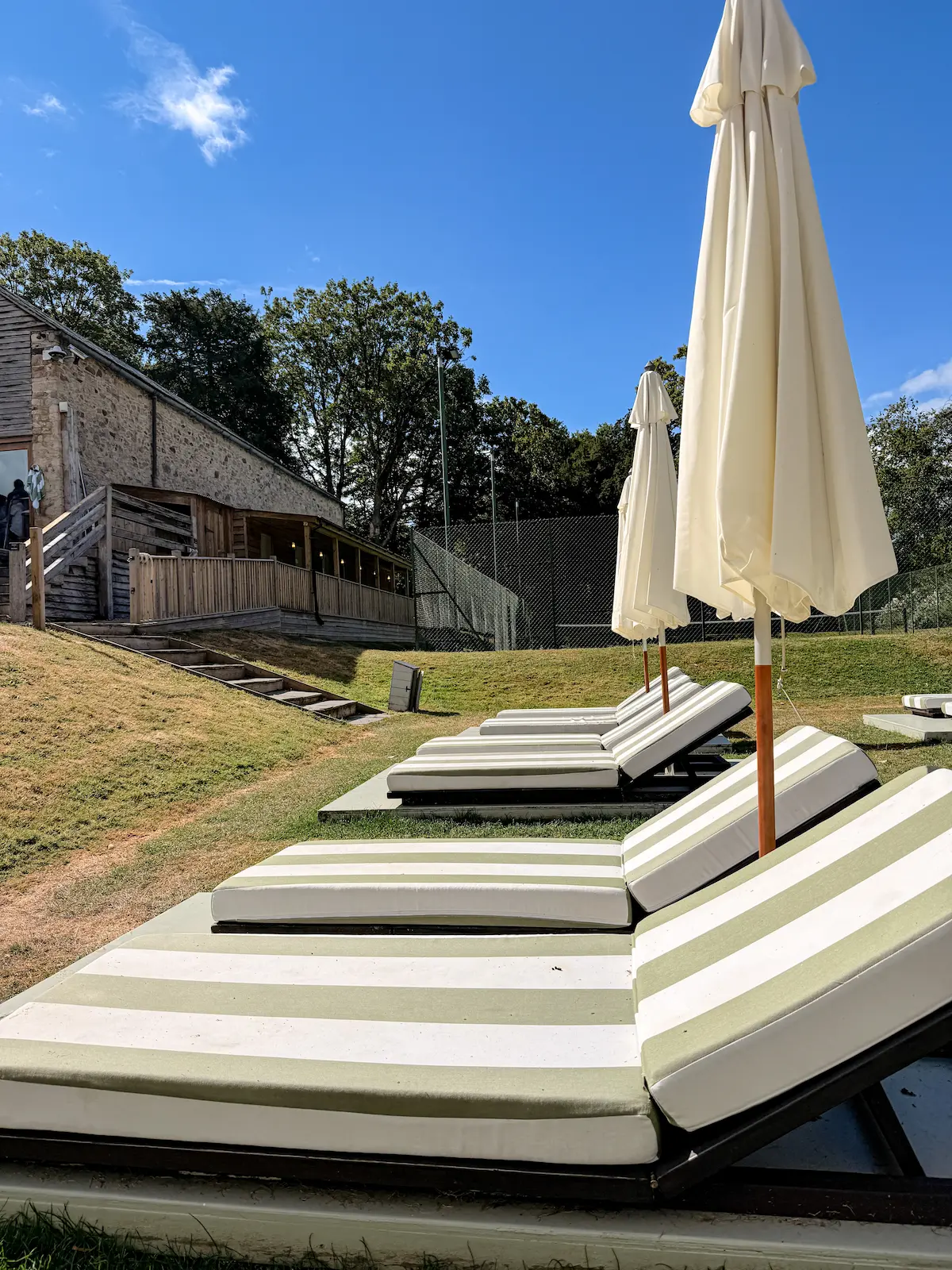 Babington House Hotel sun loungers Somerset